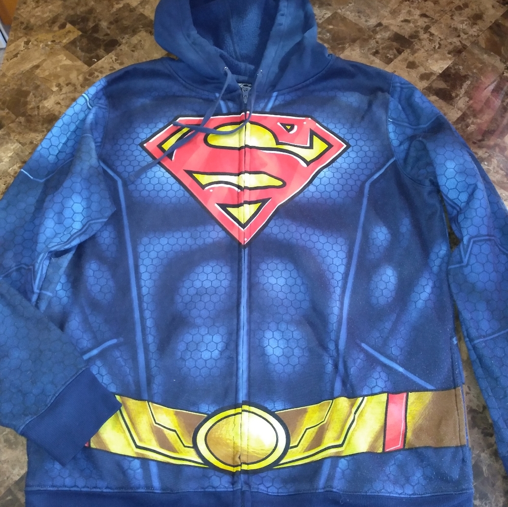 Mens large Superman zip up hoodie